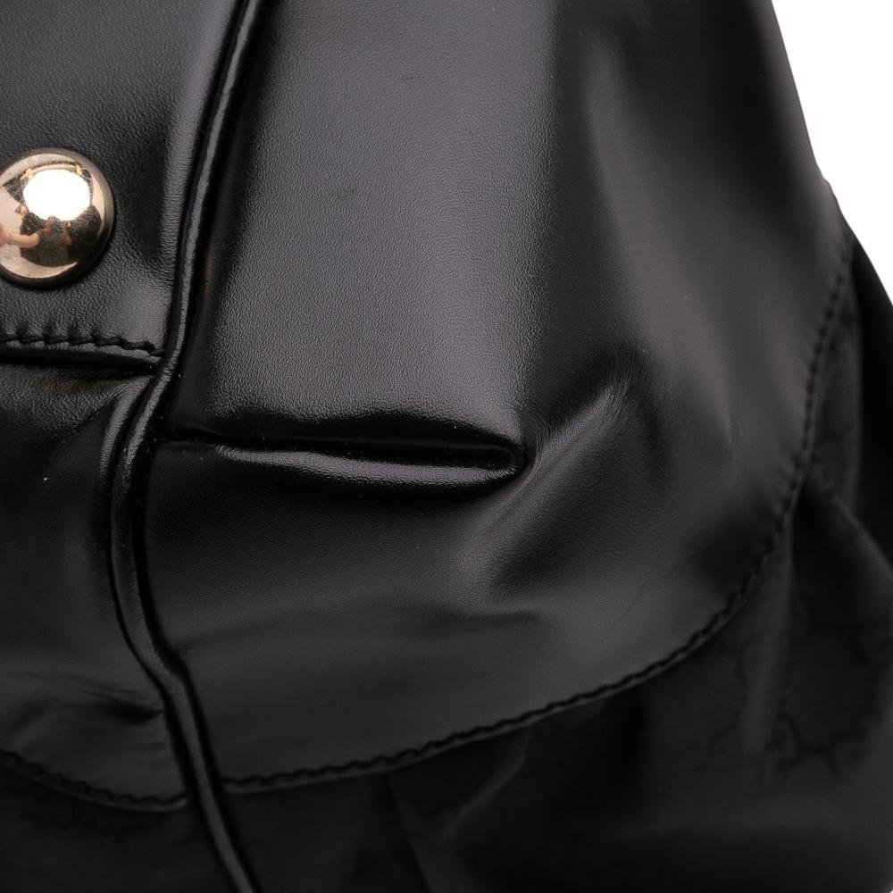 Gucci B Gucci Black Nylon Fabric GG Full Moon Tote Italy