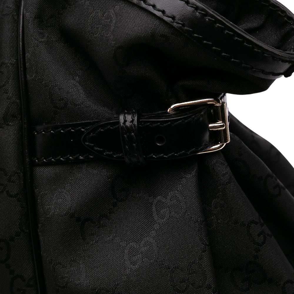 Gucci B Gucci Black Nylon Fabric GG Full Moon Tote Italy