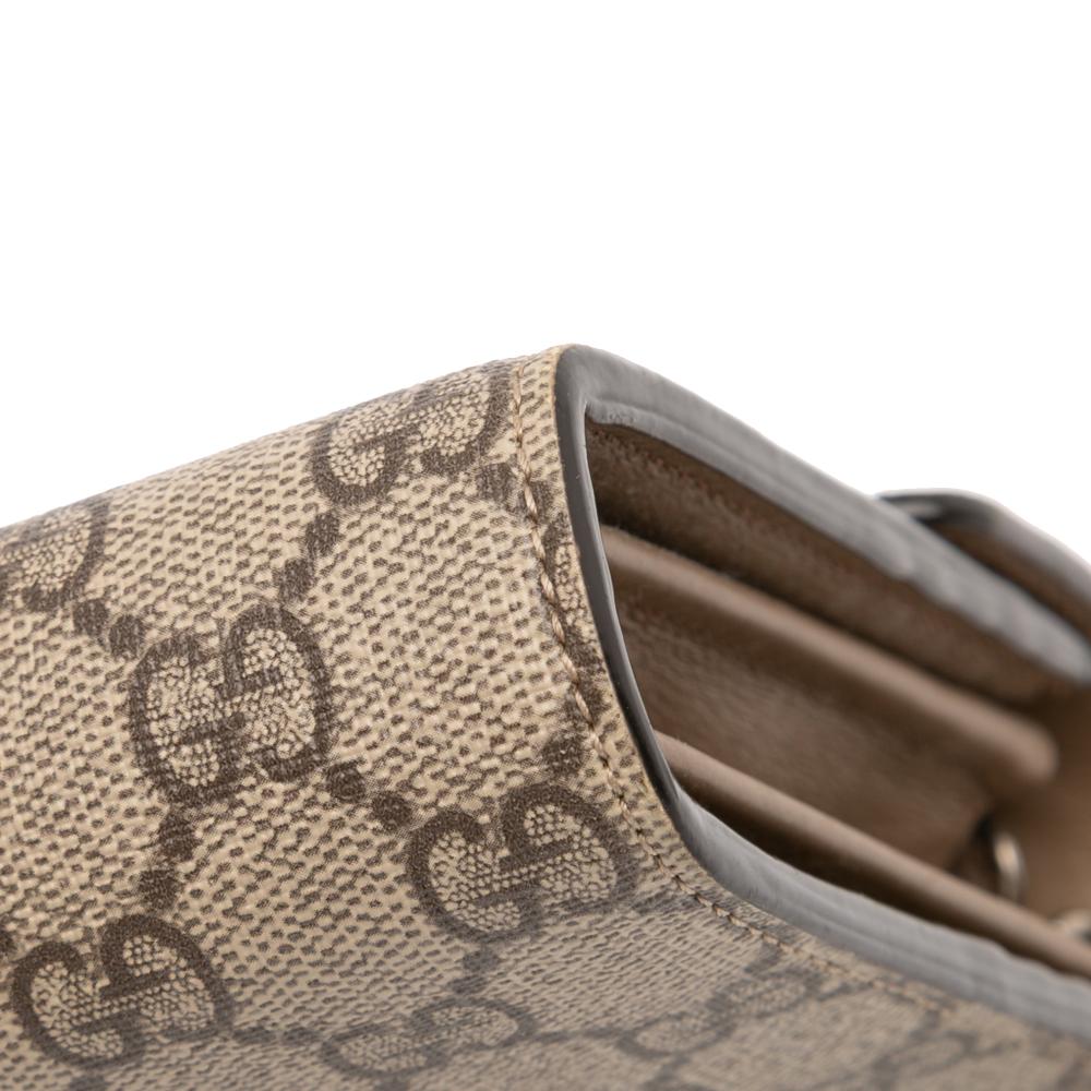 Gucci AB Gucci Brown Beige Coated Canvas Fabric GG Supreme Dionysus Chain Wallet Italy
