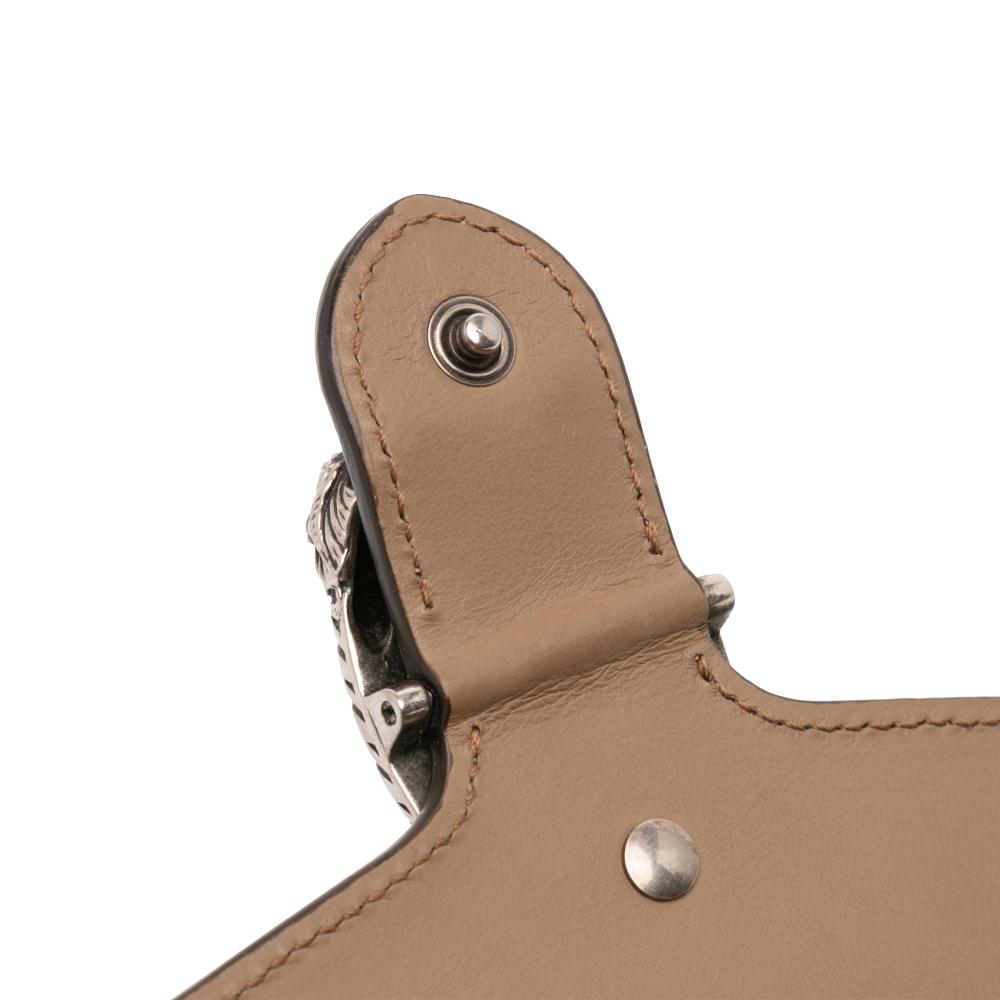 Gucci AB Gucci Brown Beige Coated Canvas Fabric GG Supreme Dionysus Chain Wallet Italy