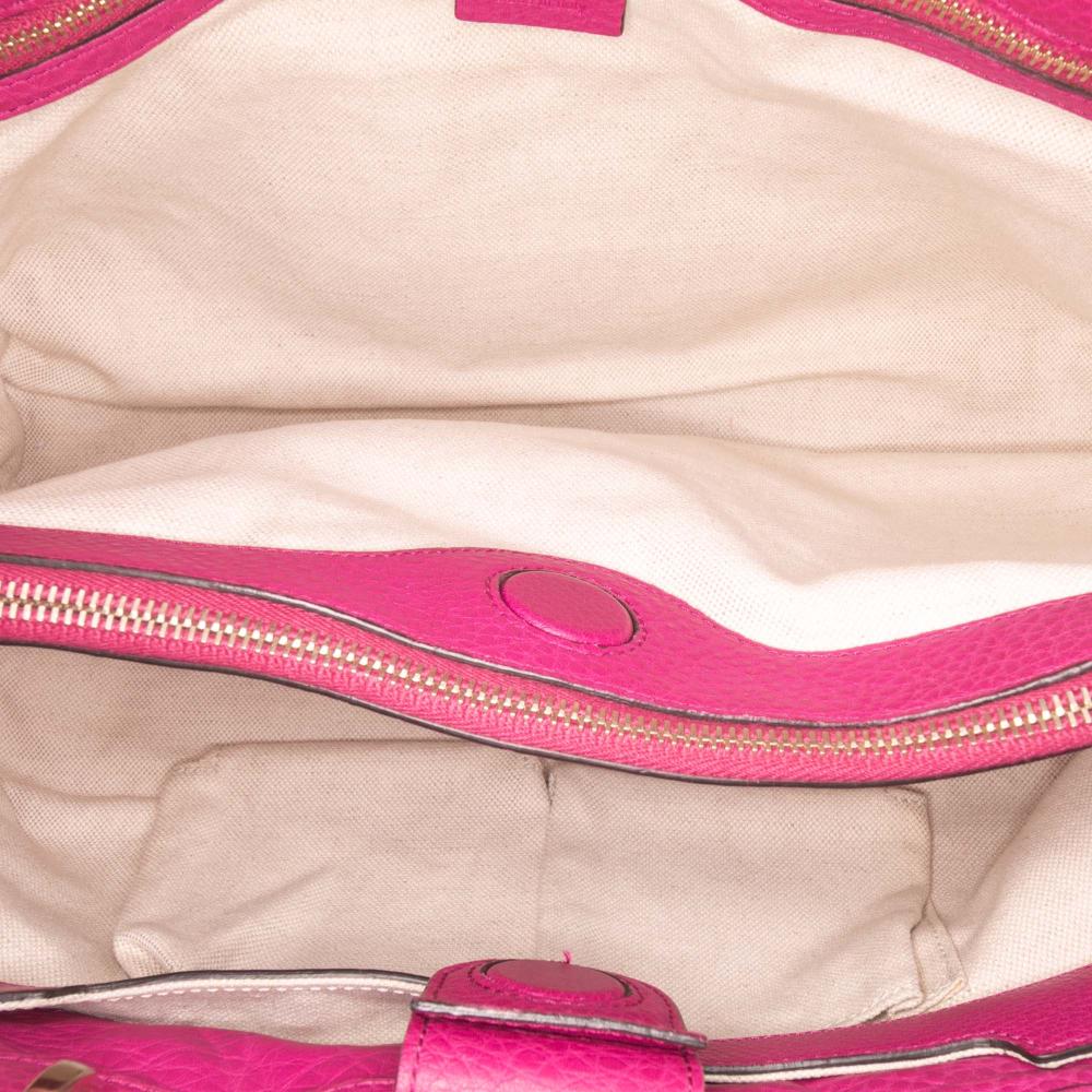 Gucci B Gucci Pink Hot Pink Calf Leather Medium skin Bamboo Shopper Satchel Italy