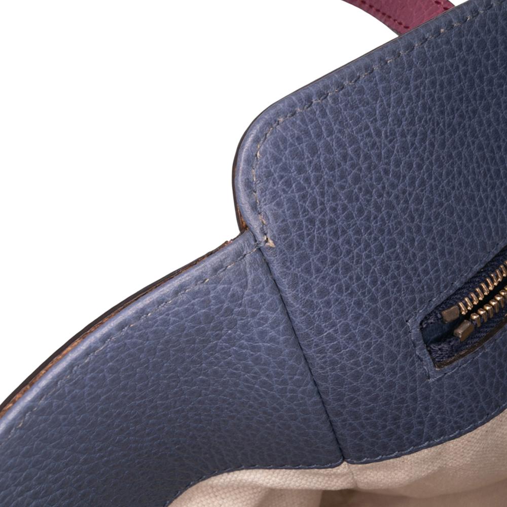 Gucci B Gucci Purple Magenta Calf Leather Medium Dollar skin Swing Tote Italy