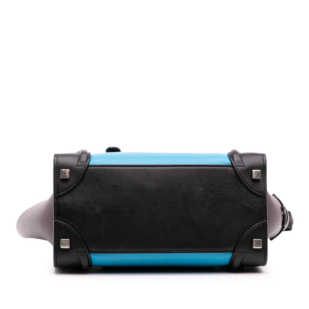 Celine B Celine Blue Calf Leather Micro Tricolor Luggage Tote Italy