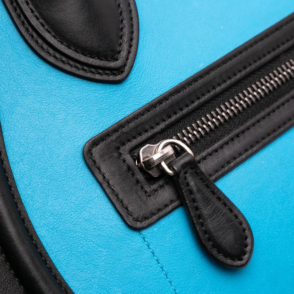 Celine B Celine Blue Calf Leather Micro Tricolor Luggage Tote Italy