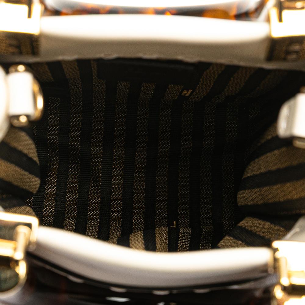 Fendi AB Fendi White Calf Leather Mini Sunshine Shopper Tote Italy