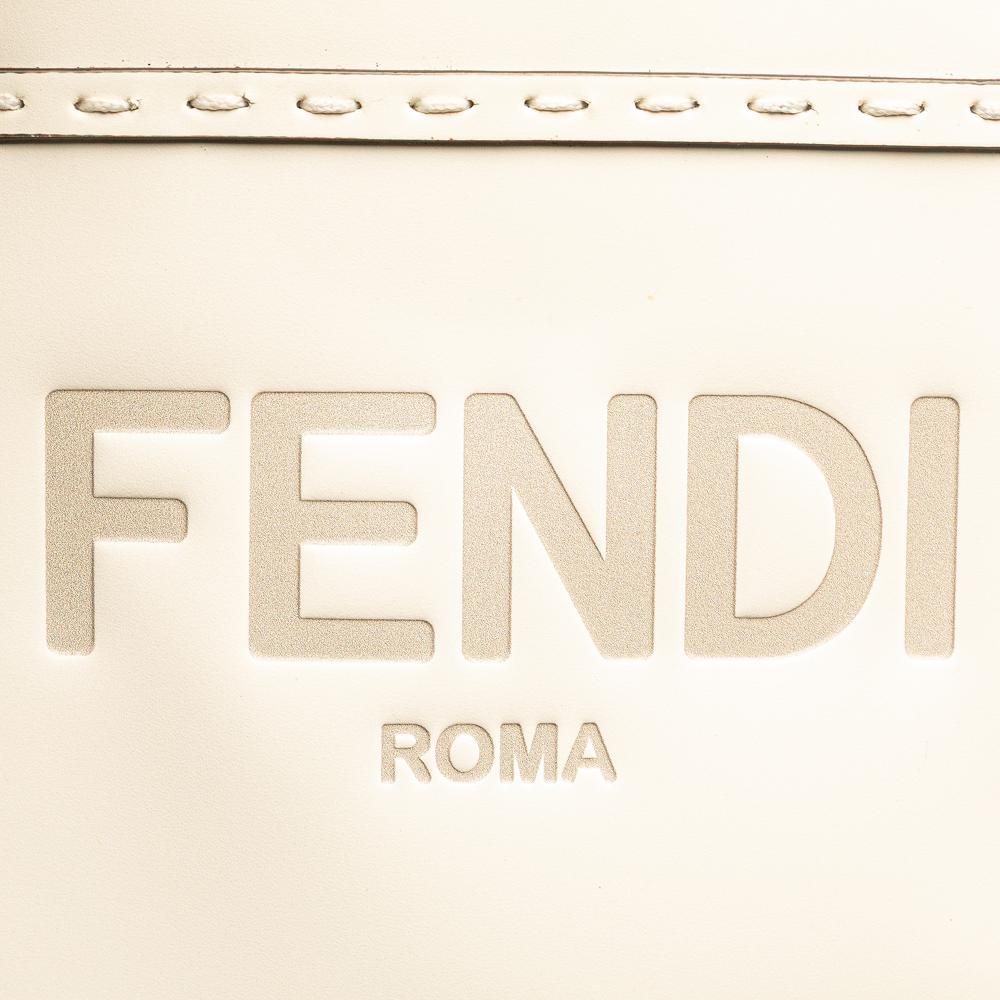 Fendi AB Fendi White Calf Leather Mini Sunshine Shopper Tote Italy