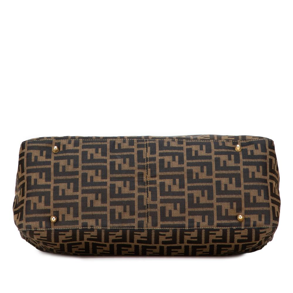 Fendi B Fendi Brown Canvas Fabric Large Zucca Twins Tote Italy