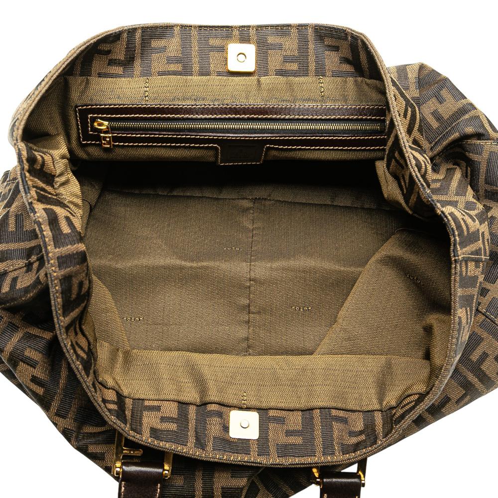 Fendi B Fendi Brown Canvas Fabric Large Zucca Twins Tote Italy