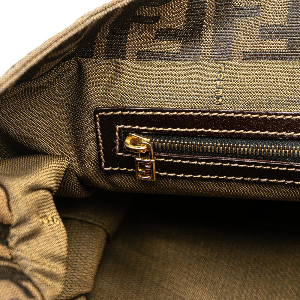 Fendi B Fendi Brown Canvas Fabric Large Zucca Twins Tote Italy