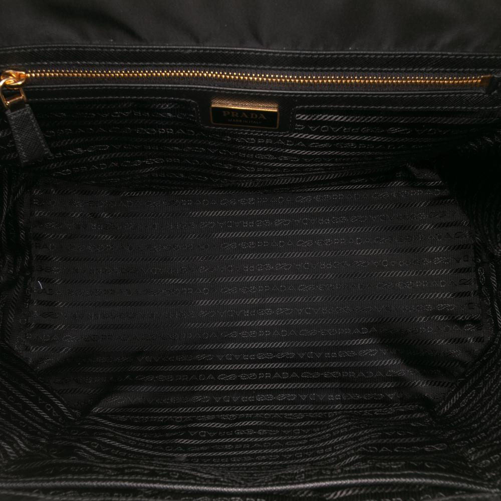 Prada AB Prada Black Nylon Fabric Medium Saffiano Trimmed Re Re Edition 1978 Tote Italy