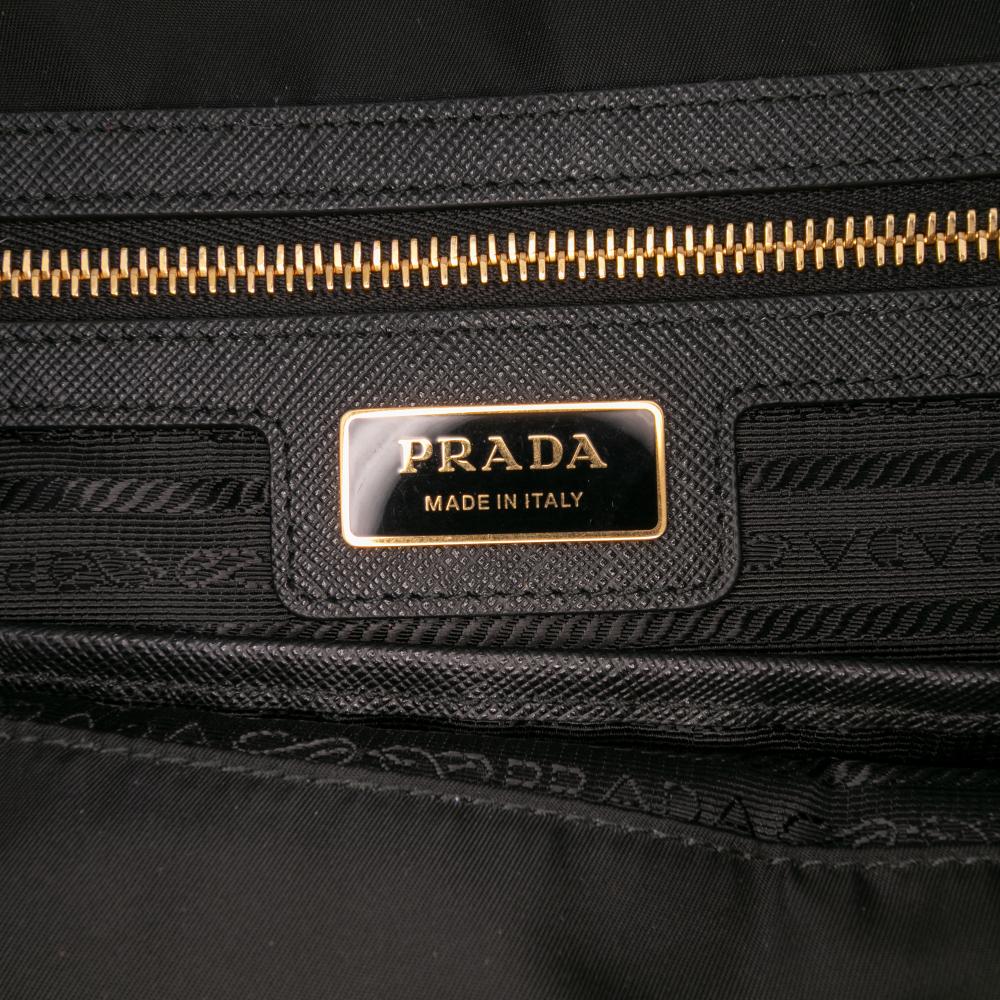 Prada AB Prada Black Nylon Fabric Medium Saffiano Trimmed Re Re Edition 1978 Tote Italy