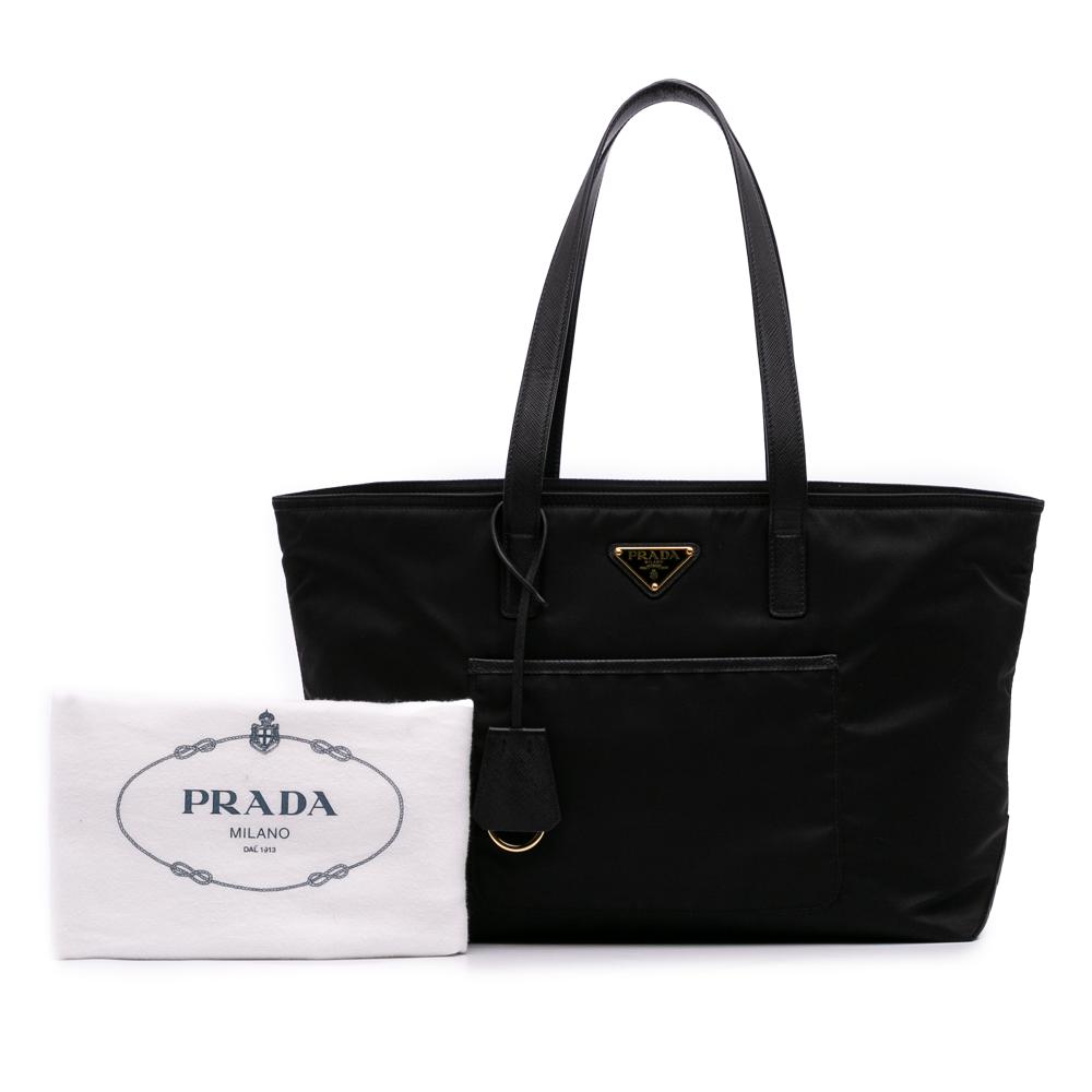 Prada AB Prada Black Nylon Fabric Medium Saffiano Trimmed Re Re Edition 1978 Tote Italy