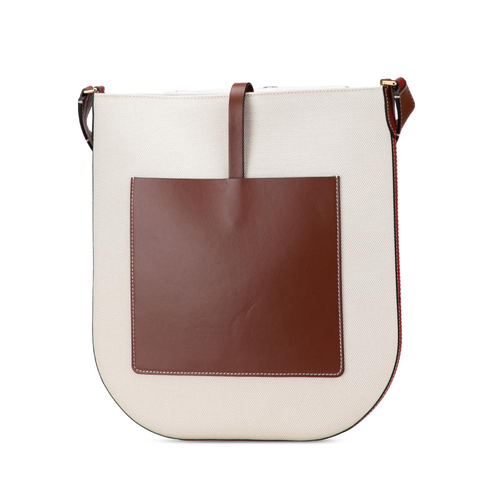 Burberry AB Burberry Brown Light Beige Canvas Fabric Printed Logo Anne Crossbody Italy