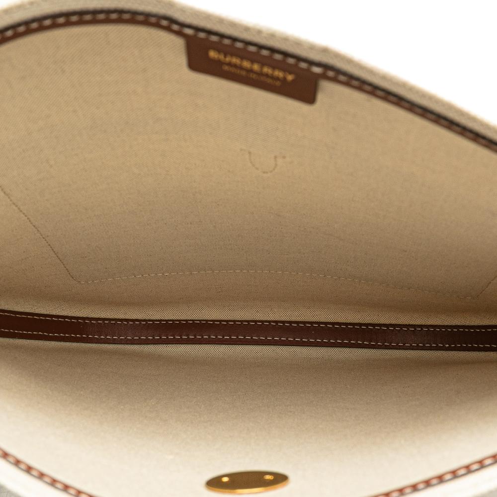 Burberry AB Burberry Brown Light Beige Canvas Fabric Printed Logo Anne Crossbody Italy