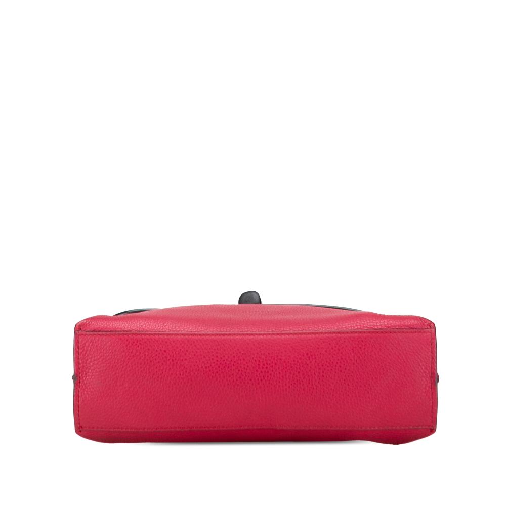 Gucci B Gucci Red Calf Leather Medium Bamboo Daily Satchel Italy