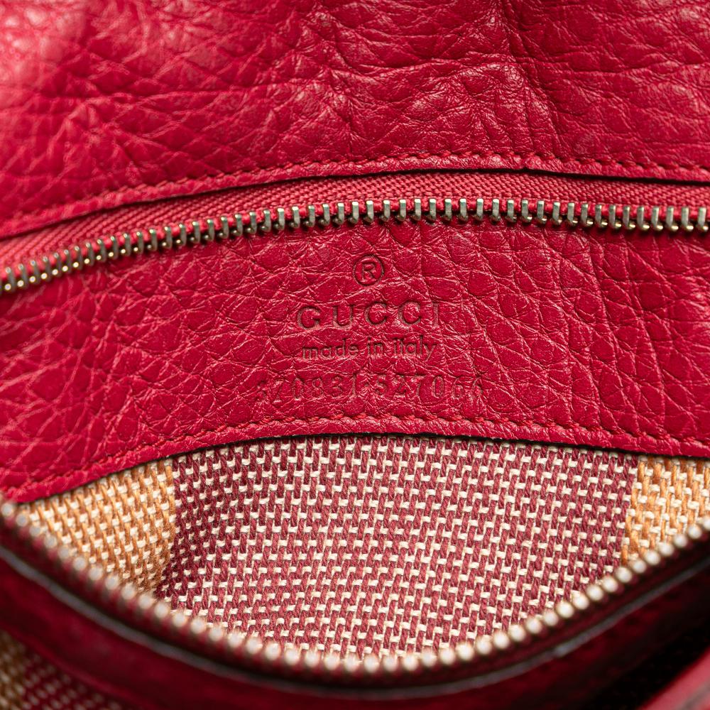 Gucci B Gucci Red Calf Leather Medium Bamboo Daily Satchel Italy