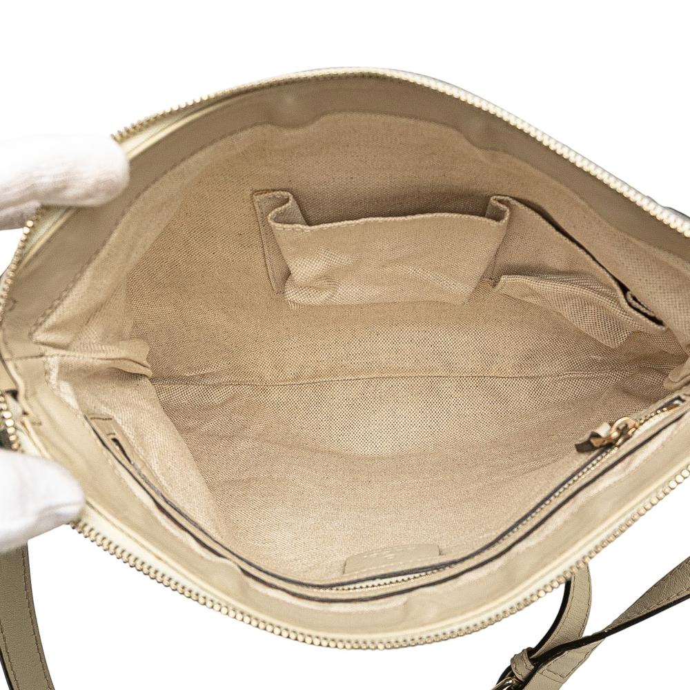 Gucci B Gucci Brown Beige Canvas Fabric GG Web Mayfair Crossbody Italy