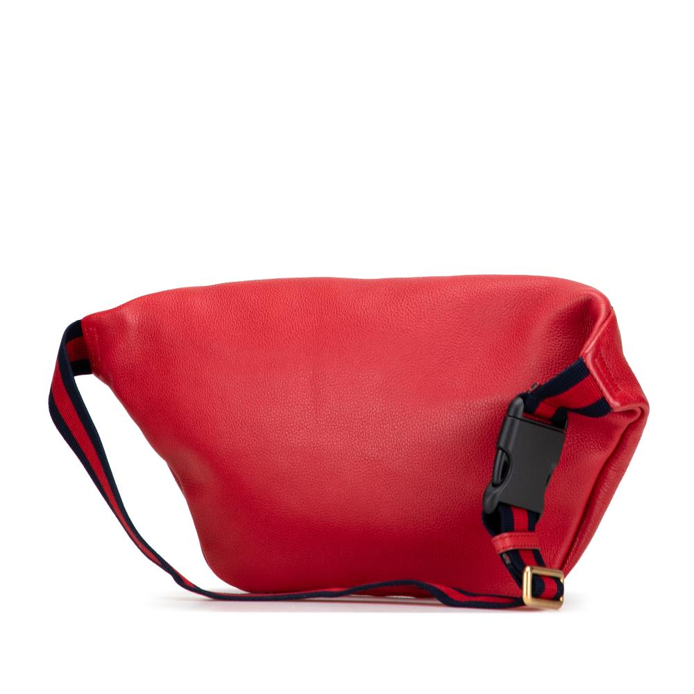 Gucci AB Gucci Red Calf Leather Grained skin Logo Belt Bag Italy
