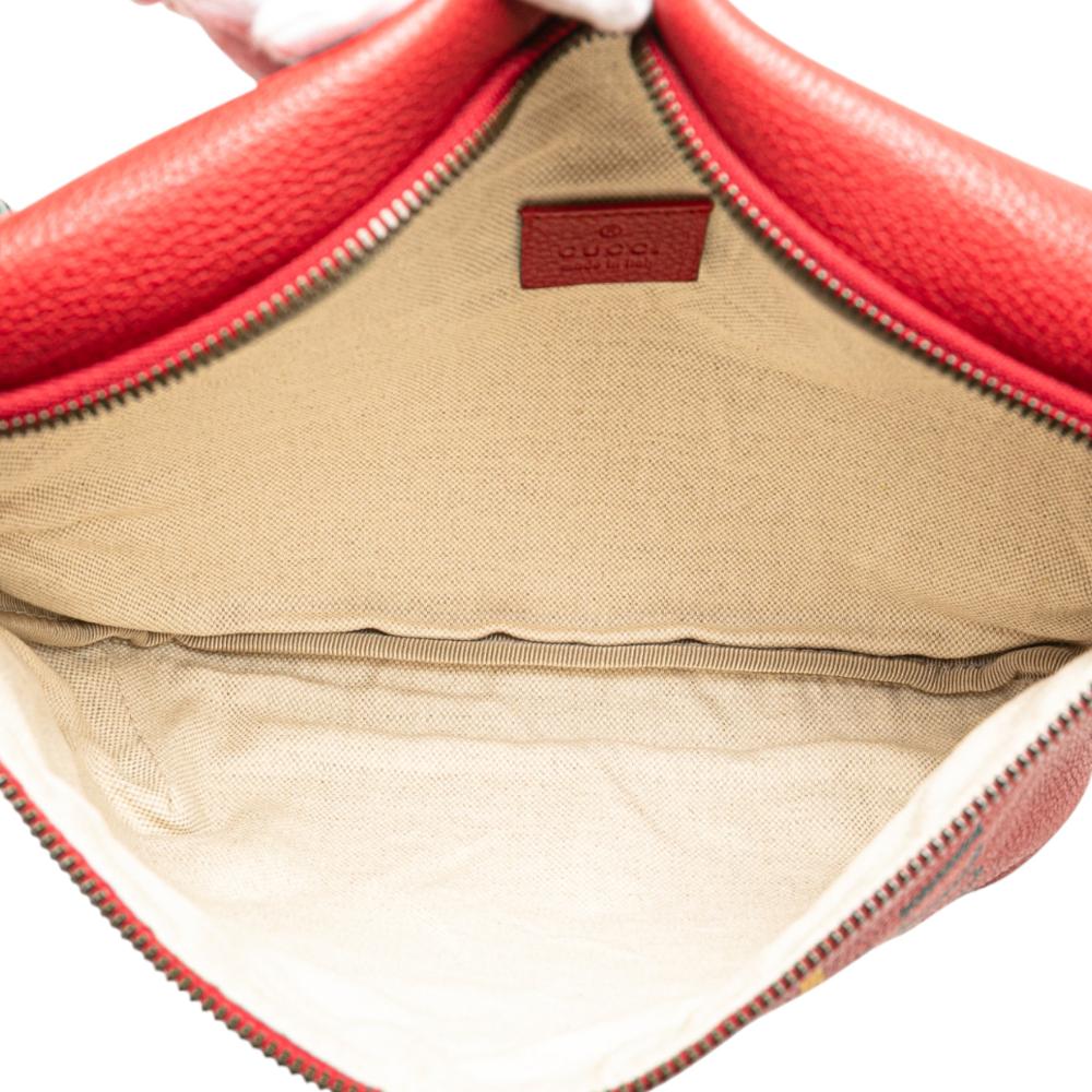Gucci AB Gucci Red Calf Leather Grained skin Logo Belt Bag Italy