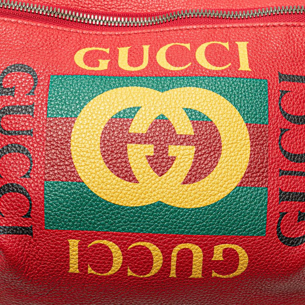 Gucci AB Gucci Red Calf Leather Grained skin Logo Belt Bag Italy