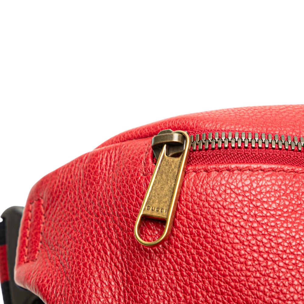 Gucci AB Gucci Red Calf Leather Grained skin Logo Belt Bag Italy