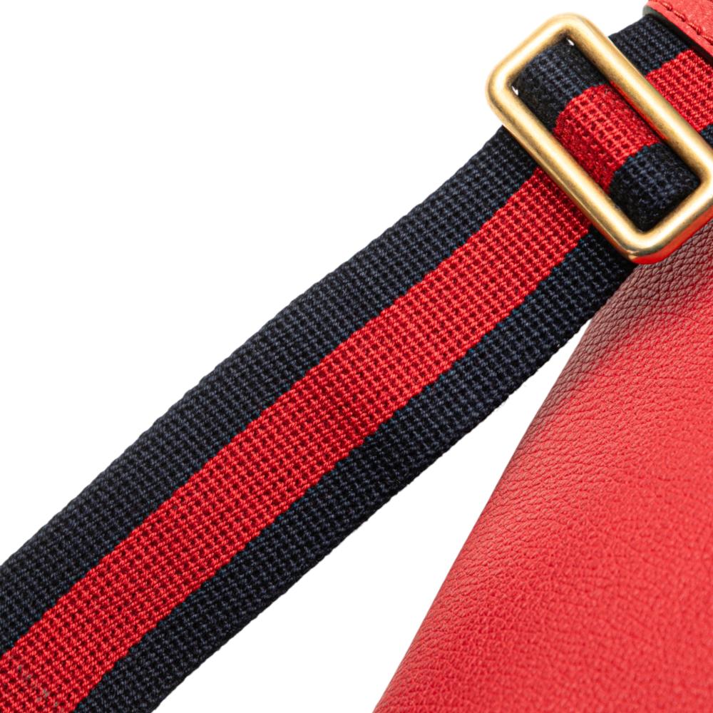 Gucci AB Gucci Red Calf Leather Grained skin Logo Belt Bag Italy