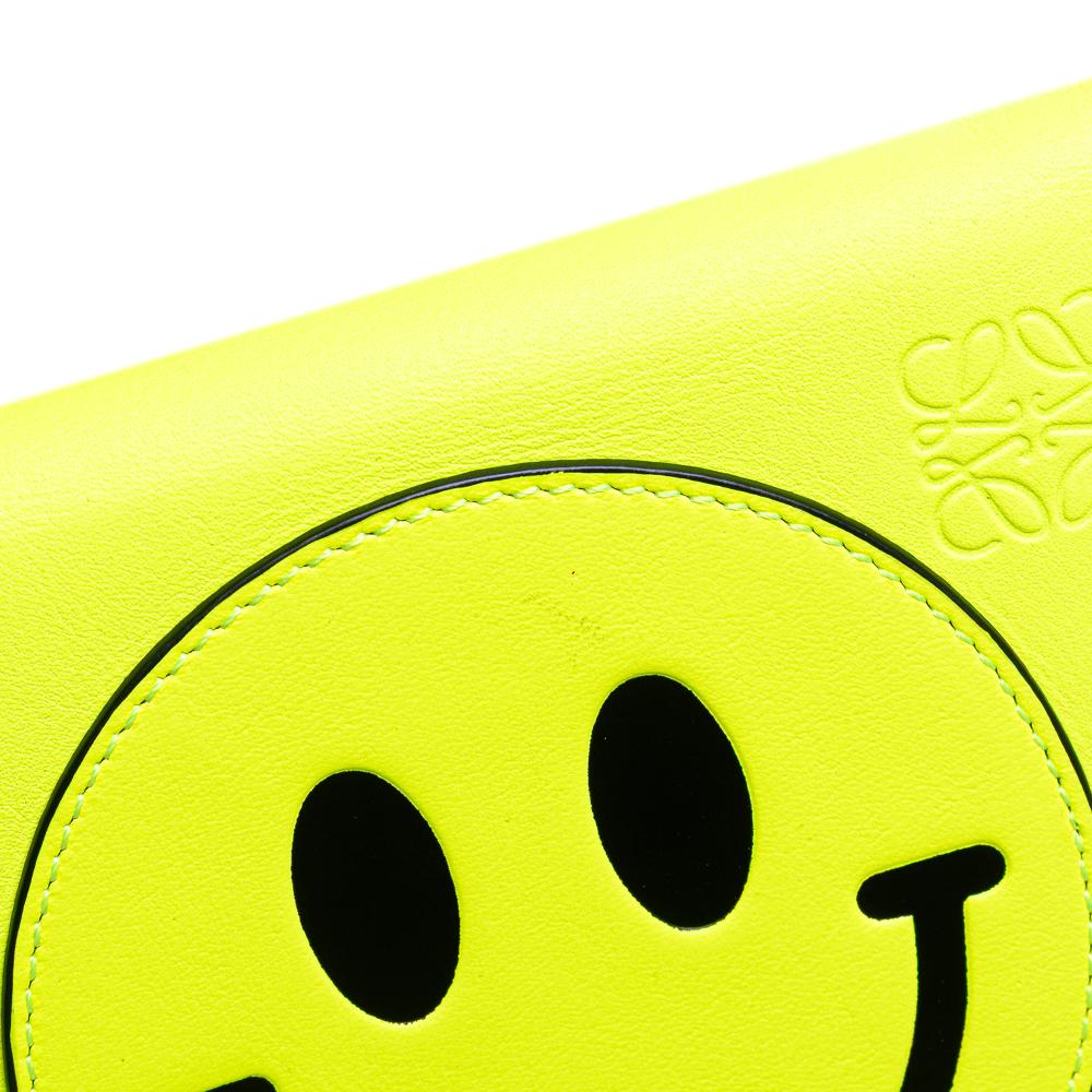 Loewe B LOEWE Yellow Neon Yellow Calf Leather Small Smooth skin Smiley Heel Crossbody Spain