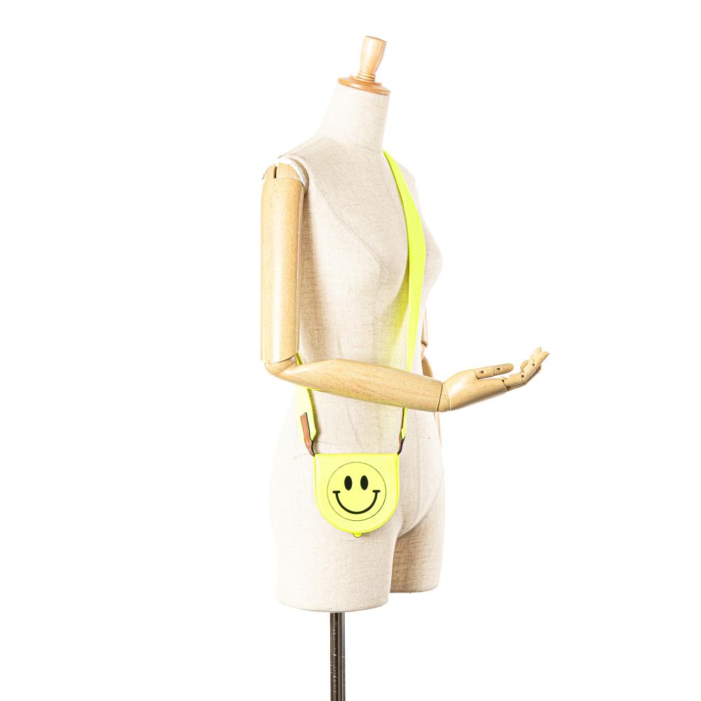 Loewe B LOEWE Yellow Neon Yellow Calf Leather Small Smooth skin Smiley Heel Crossbody Spain