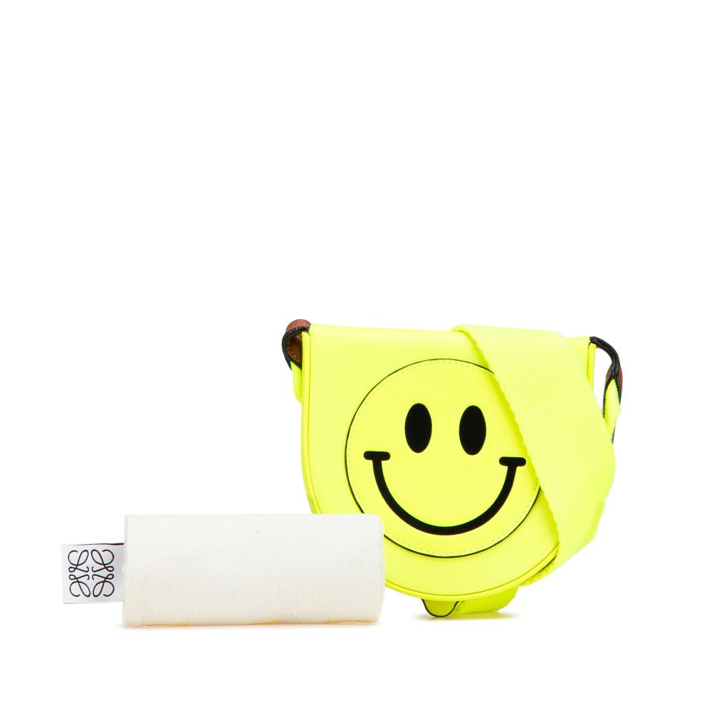 Loewe B LOEWE Yellow Neon Yellow Calf Leather Small Smooth skin Smiley Heel Crossbody Spain