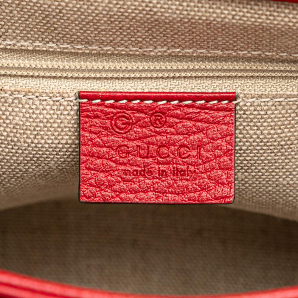 Gucci B Gucci Red Calf Leather Small Dollar Interlocking G Satchel Italy