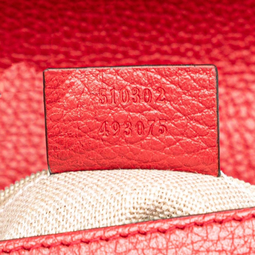 Gucci B Gucci Red Calf Leather Small Dollar Interlocking G Satchel Italy