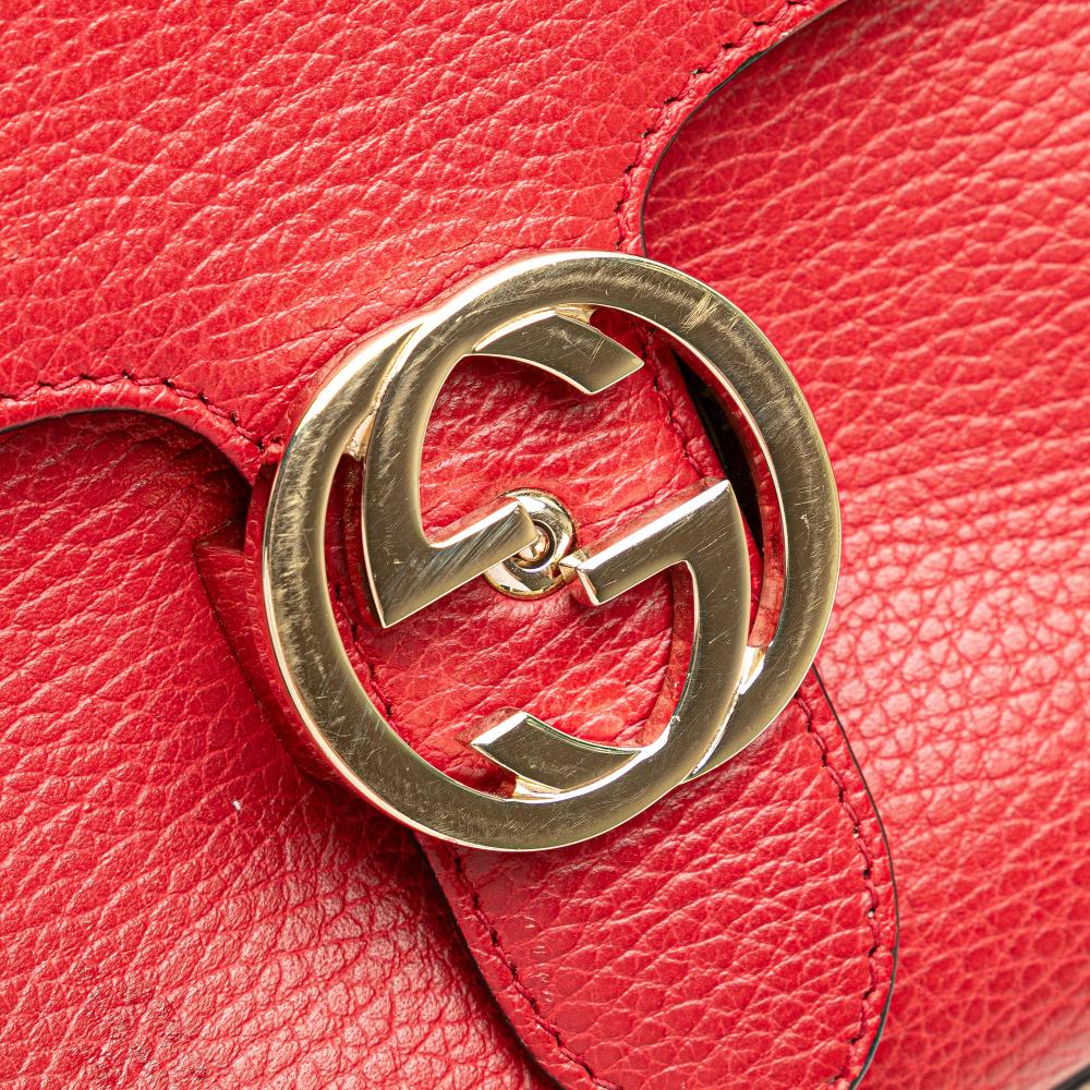 Gucci B Gucci Red Calf Leather Small Dollar Interlocking G Satchel Italy