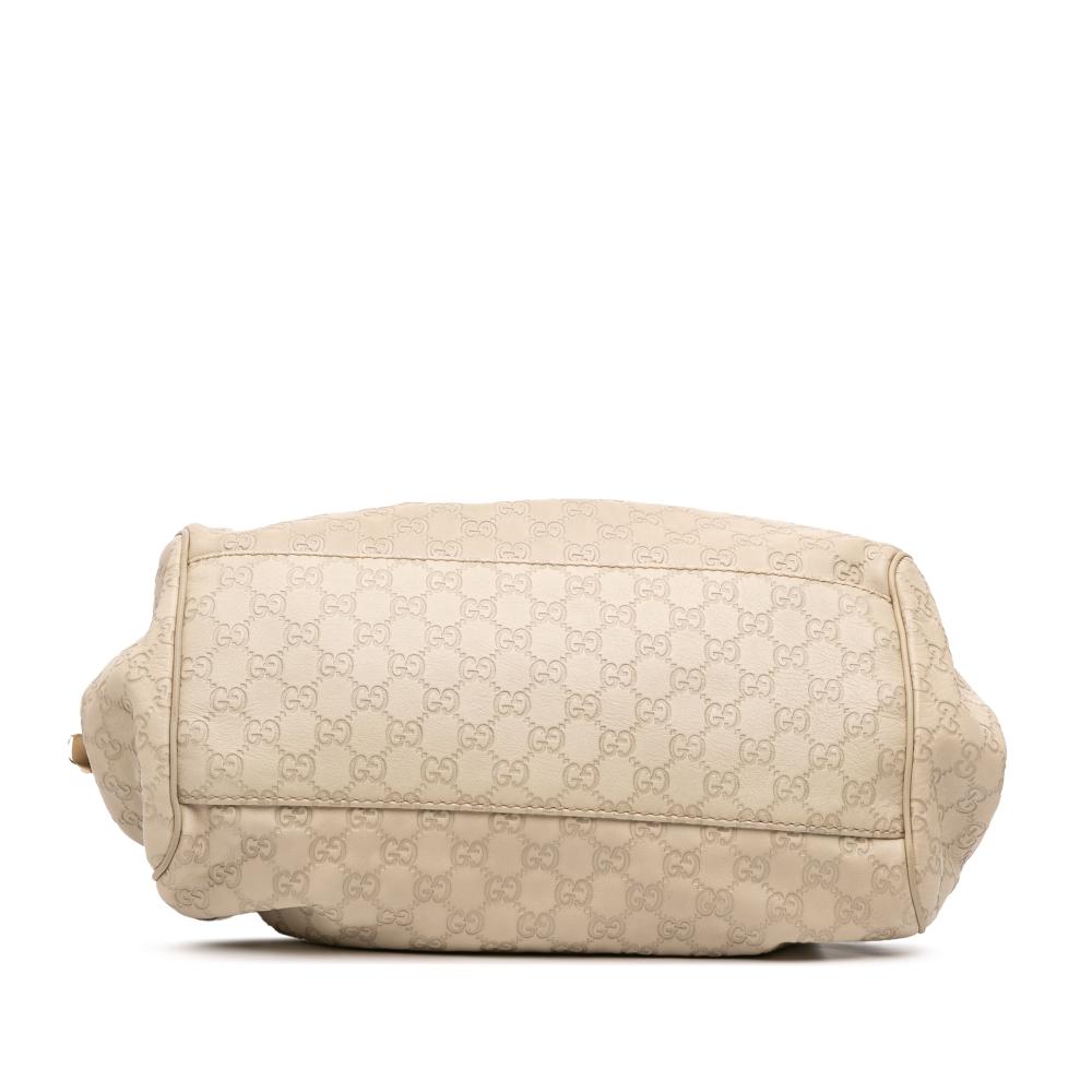 Gucci B Gucci Brown Beige Calf Leather Guccissima Sukey Satchel Italy