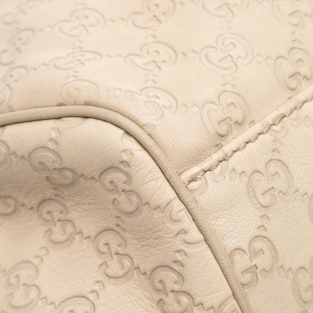 Gucci B Gucci Brown Beige Calf Leather Guccissima Sukey Satchel Italy