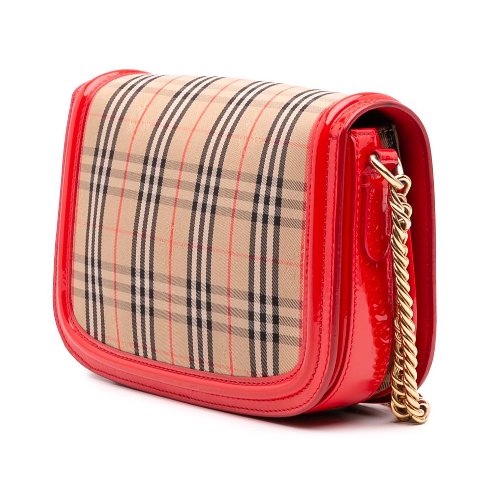 Burberry B Burberry Brown Beige Canvas Fabric Haymarket Check 1983 Link Flap Italy