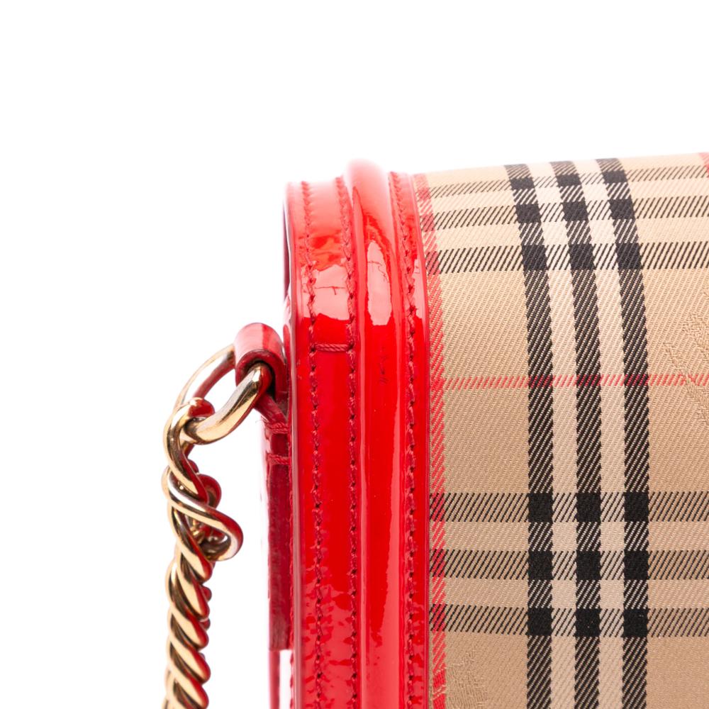 Burberry B Burberry Brown Beige Canvas Fabric Haymarket Check 1983 Link Flap Italy