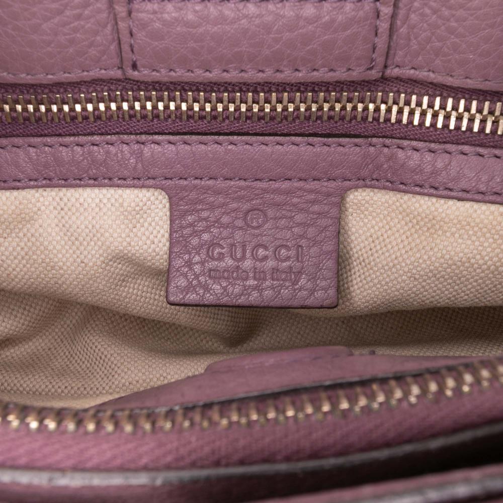 Gucci B Gucci Purple Calf Leather Medium skin Bamboo Shopper Satchel Italy