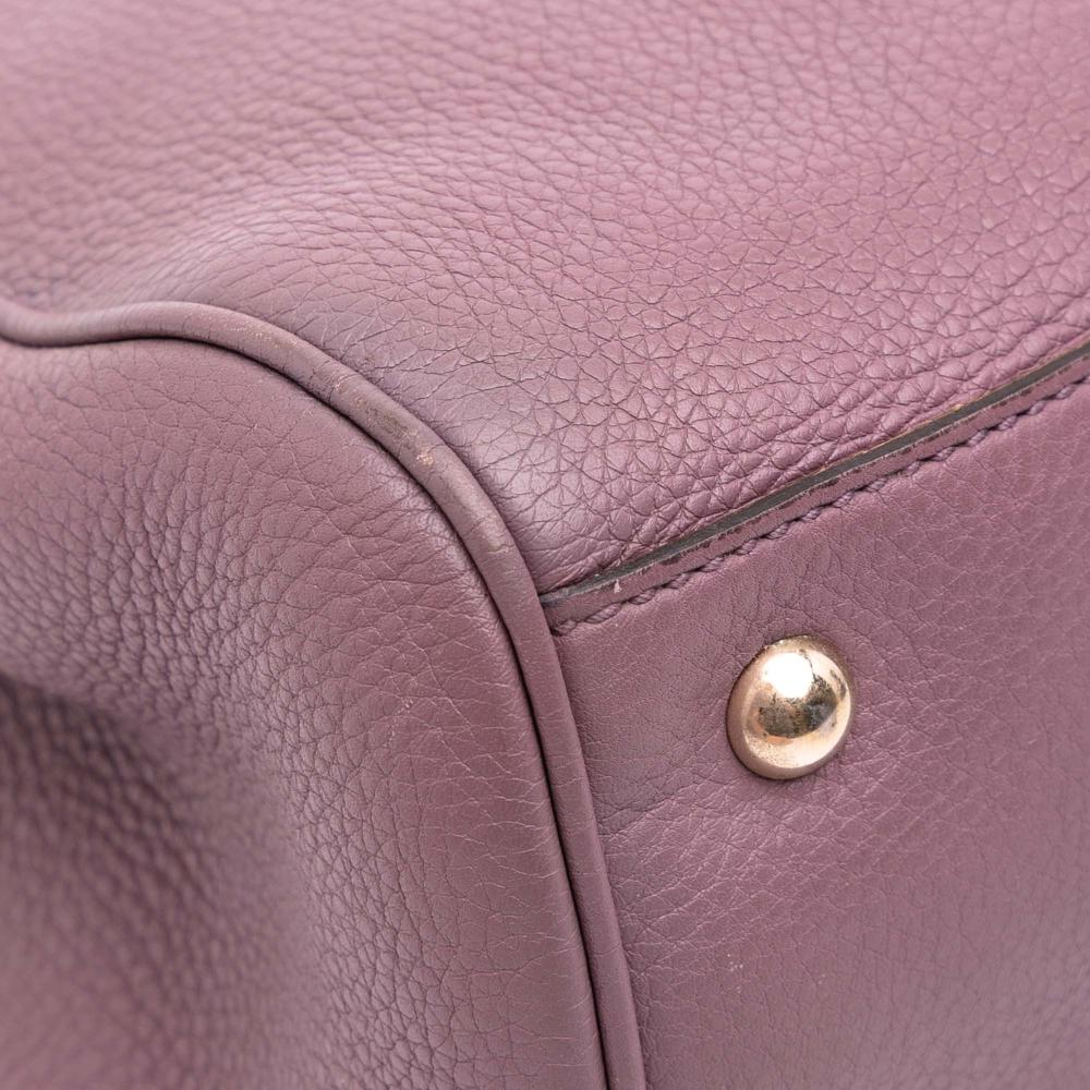 Gucci B Gucci Purple Calf Leather Medium skin Bamboo Shopper Satchel Italy