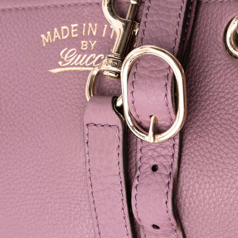 Gucci B Gucci Purple Calf Leather Medium skin Bamboo Shopper Satchel Italy