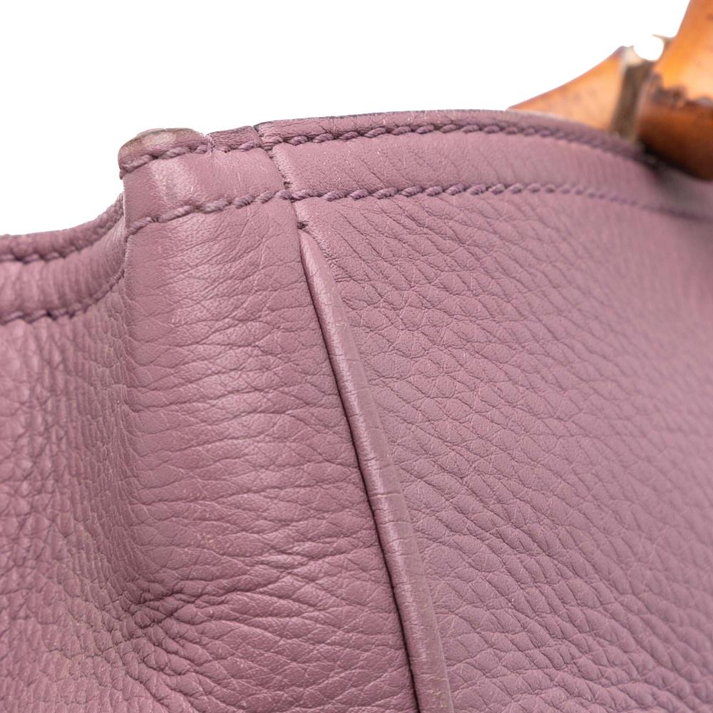 Gucci B Gucci Purple Calf Leather Medium skin Bamboo Shopper Satchel Italy