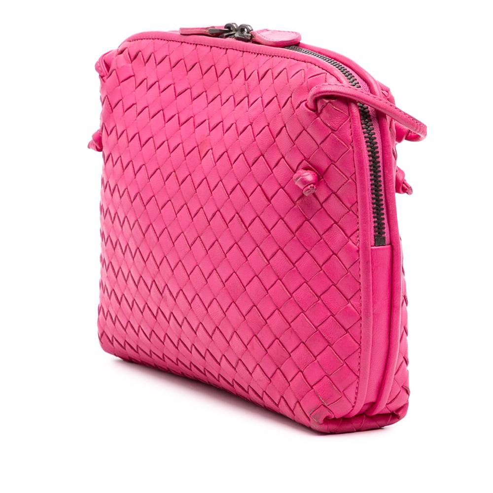 Bottega Veneta B Bottega Veneta Pink Hot Pink Nappa Leather Leather Nappa Intrecciato Nodini Crossbody Italy