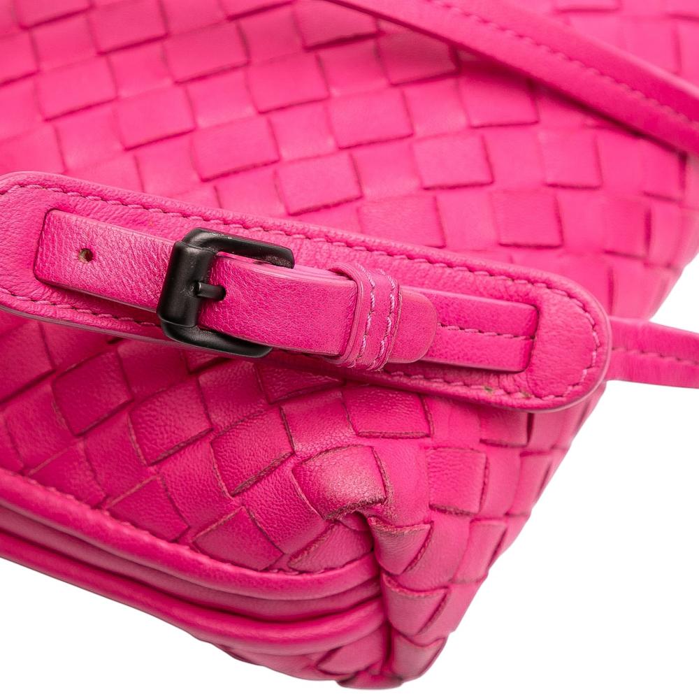 Bottega Veneta B Bottega Veneta Pink Hot Pink Nappa Leather Leather Nappa Intrecciato Nodini Crossbody Italy