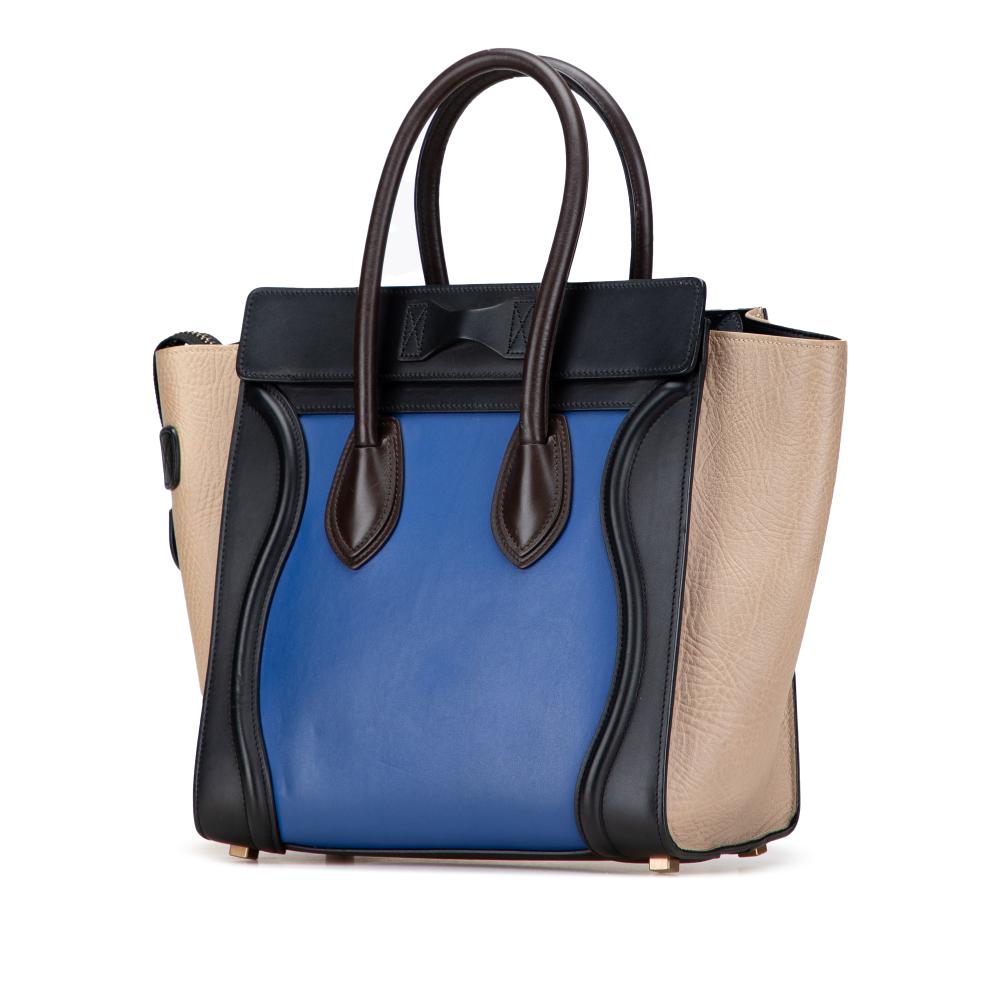 Celine B Celine Blue with Multi Calf Leather Micro Tricolor Luggage Tote Italy