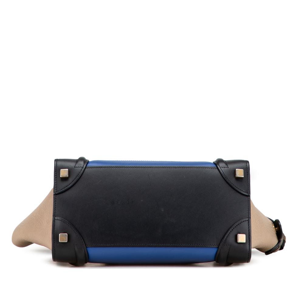 Celine B Celine Blue with Multi Calf Leather Micro Tricolor Luggage Tote Italy