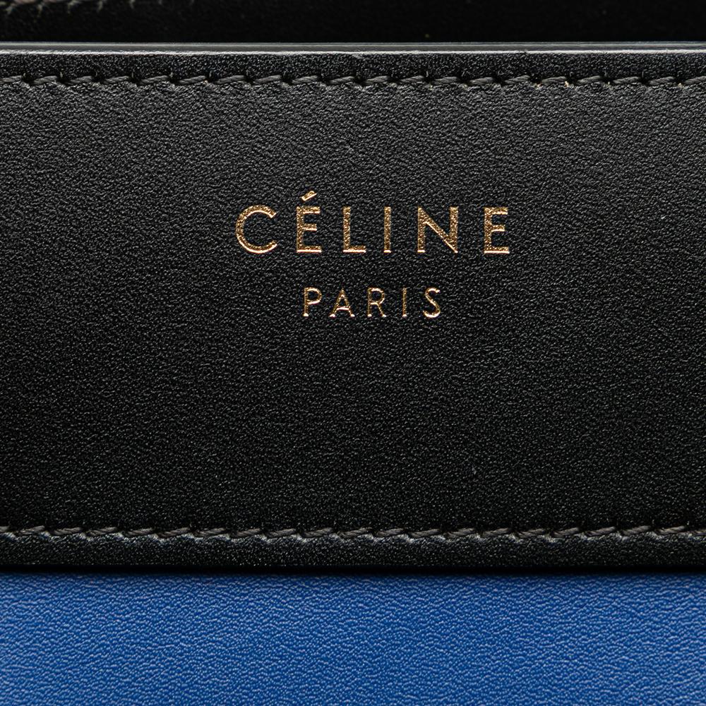 Celine B Celine Blue with Multi Calf Leather Micro Tricolor Luggage Tote Italy
