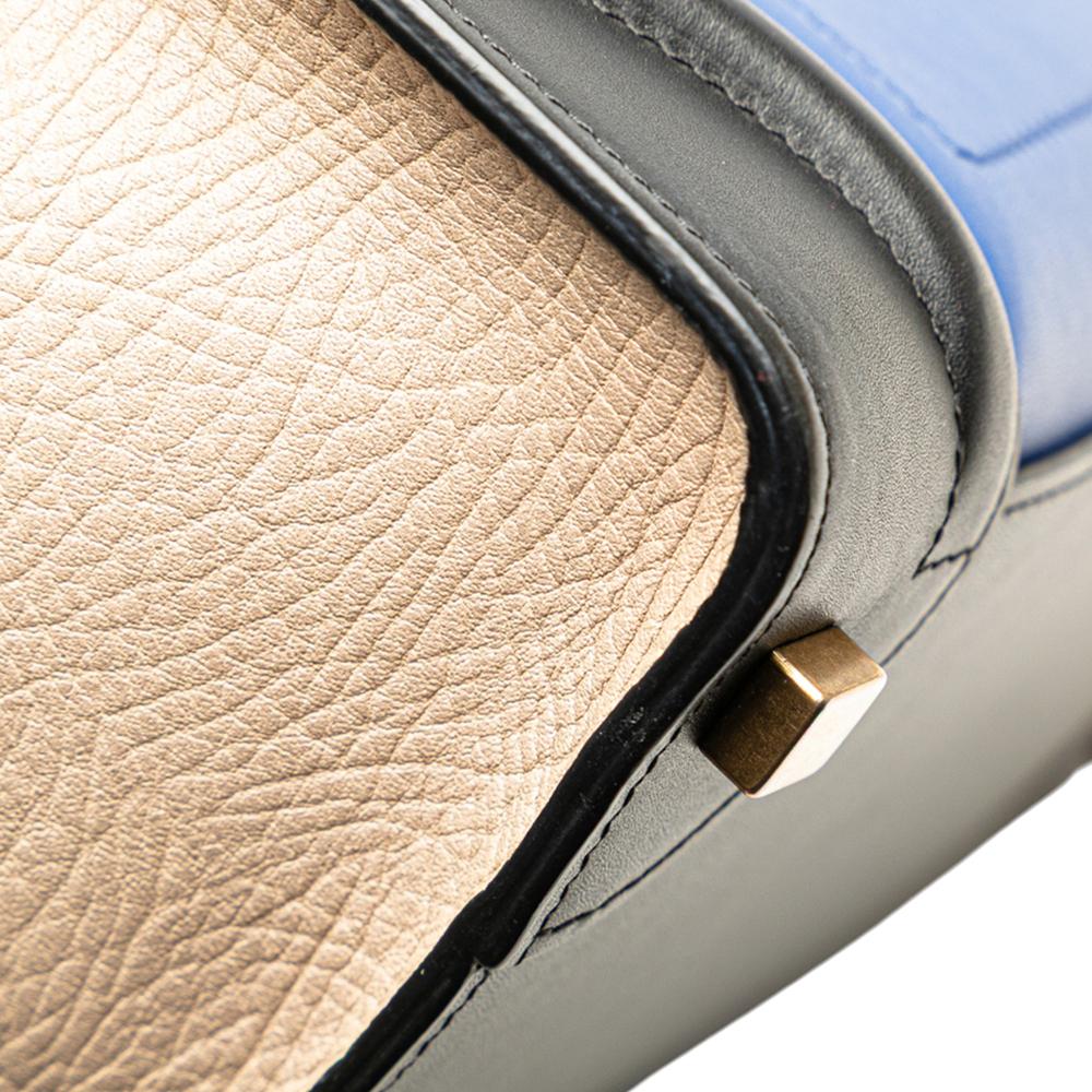 Celine B Celine Blue with Multi Calf Leather Micro Tricolor Luggage Tote Italy