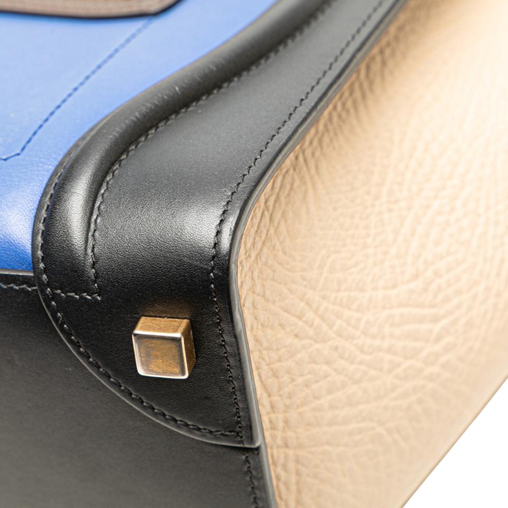 Celine B Celine Blue with Multi Calf Leather Micro Tricolor Luggage Tote Italy