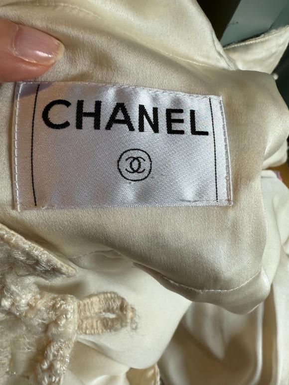 Chanel Summer White Tweed Coat