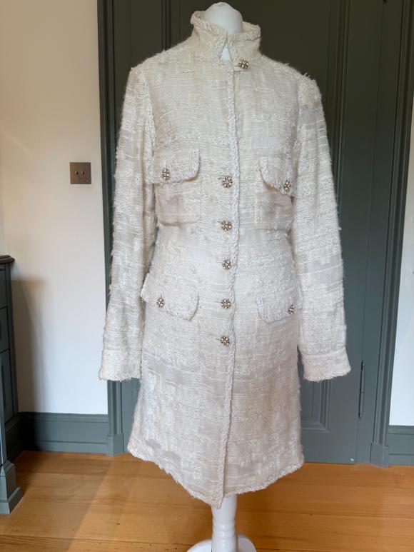 Chanel Summer White Tweed Coat