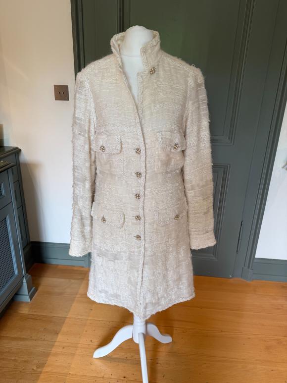 Chanel Summer White Tweed Coat